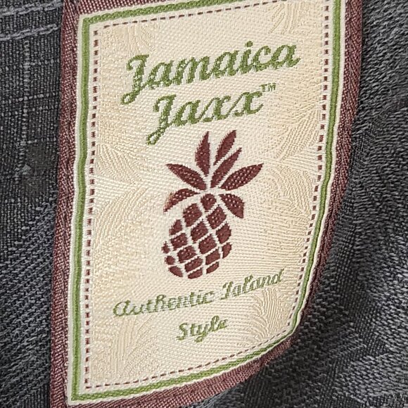 Jamaica Jaxx Faded Black Floral Jacquard 100% Silk Camp Shirt - Picture 4 of 5